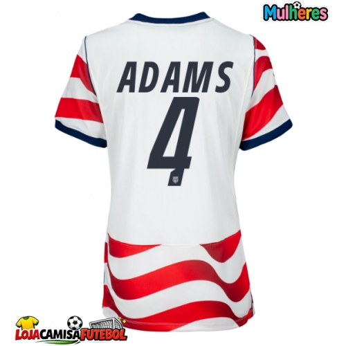 Camisa de Futebol Estados Unidos Tyler Adams #4 Equipamento Principal Mulheres Mundo 2026 Manga Curta